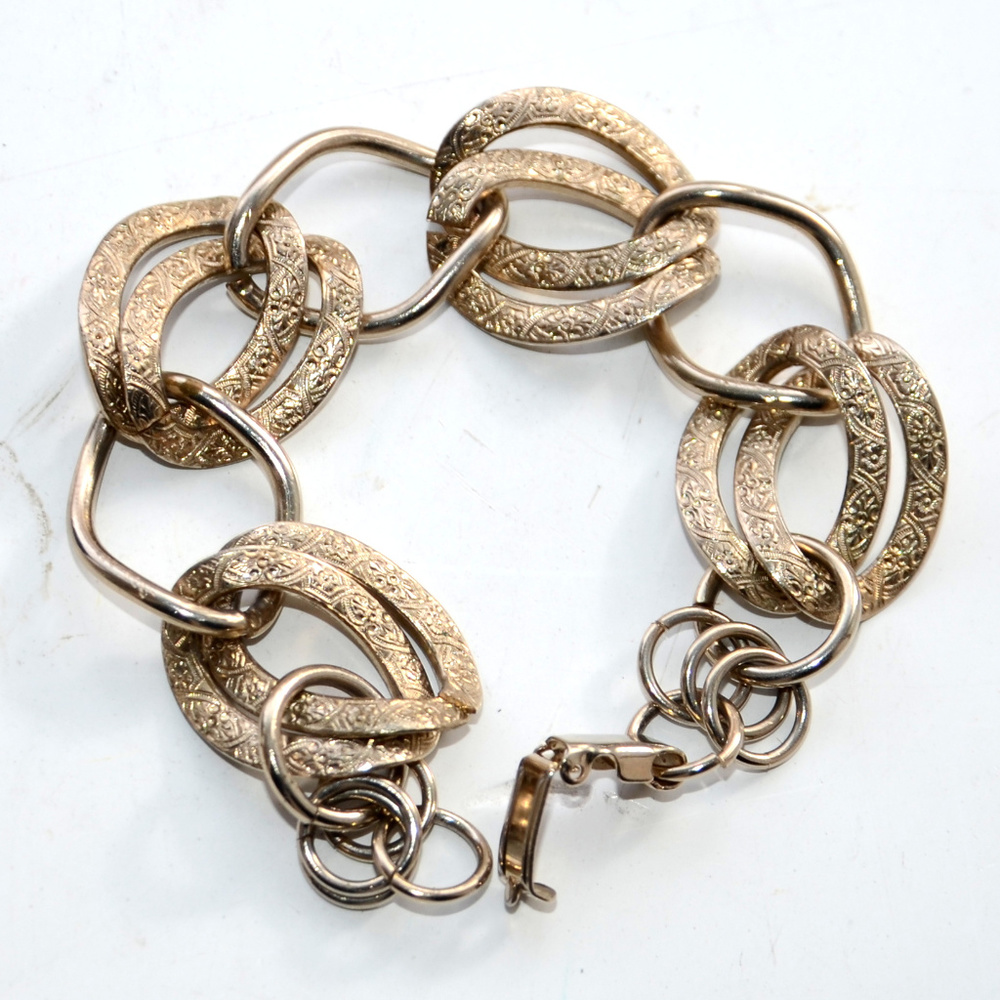 vintage etched chain bracelet unique